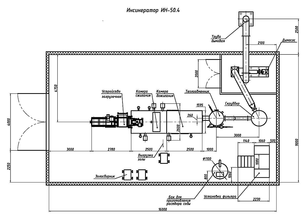 Схема инсинератора ИН-50.4